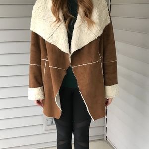 Faux Shearling Cream and Brown Jacket